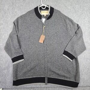 Society of One Mens 4XL Full Zip Sweater NWT DXL Black Gray Cotton Wool Blend